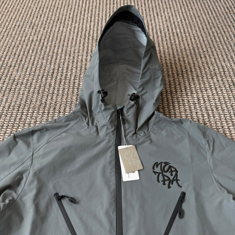 mertra - Monogram Shell Jacket (Grey) - Water Reactive Monogram Pattern Effect