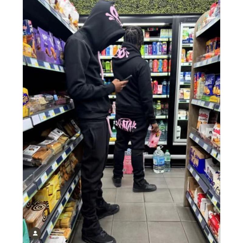 Syna World Syna Logo Tracksuit - Black (Pink Text)