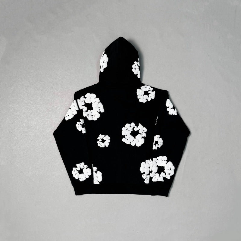 Black Cotton-Wreath Zipper Hoodie - DNM.TRS