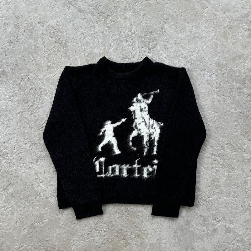 Jackin Knit Sweater - Corteiz.RTW [BLACK/BLUE]