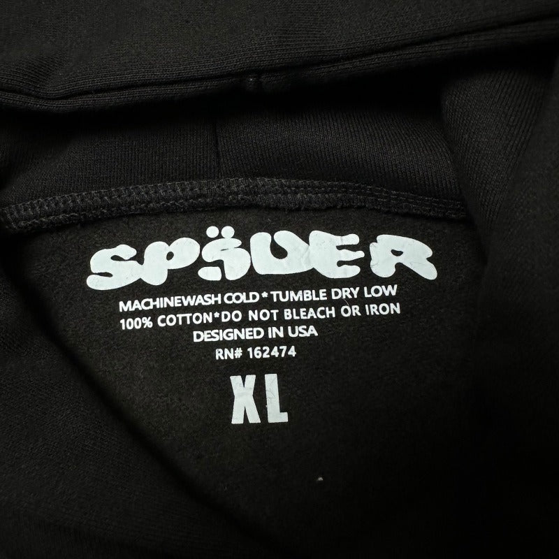 Sp5der OG Rhinestone Logo Hoodie [Black]