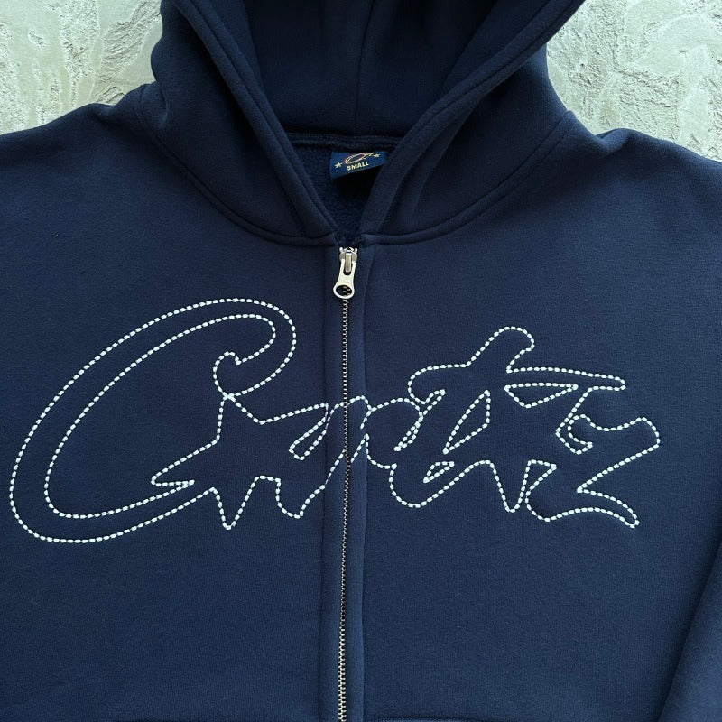 Thick Stitch Allstarz Zip Hoodie/ Sweatpants/ Set - Corteiz [NAVY]