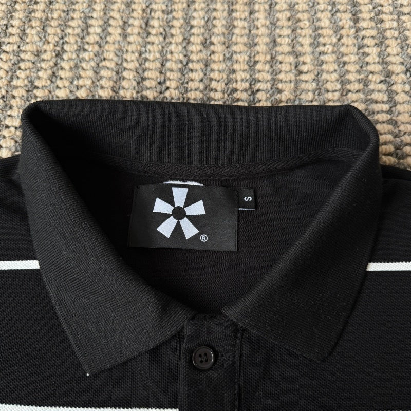 Ultralight London - Long Sleeve Stripe Polo Shirt [Black]