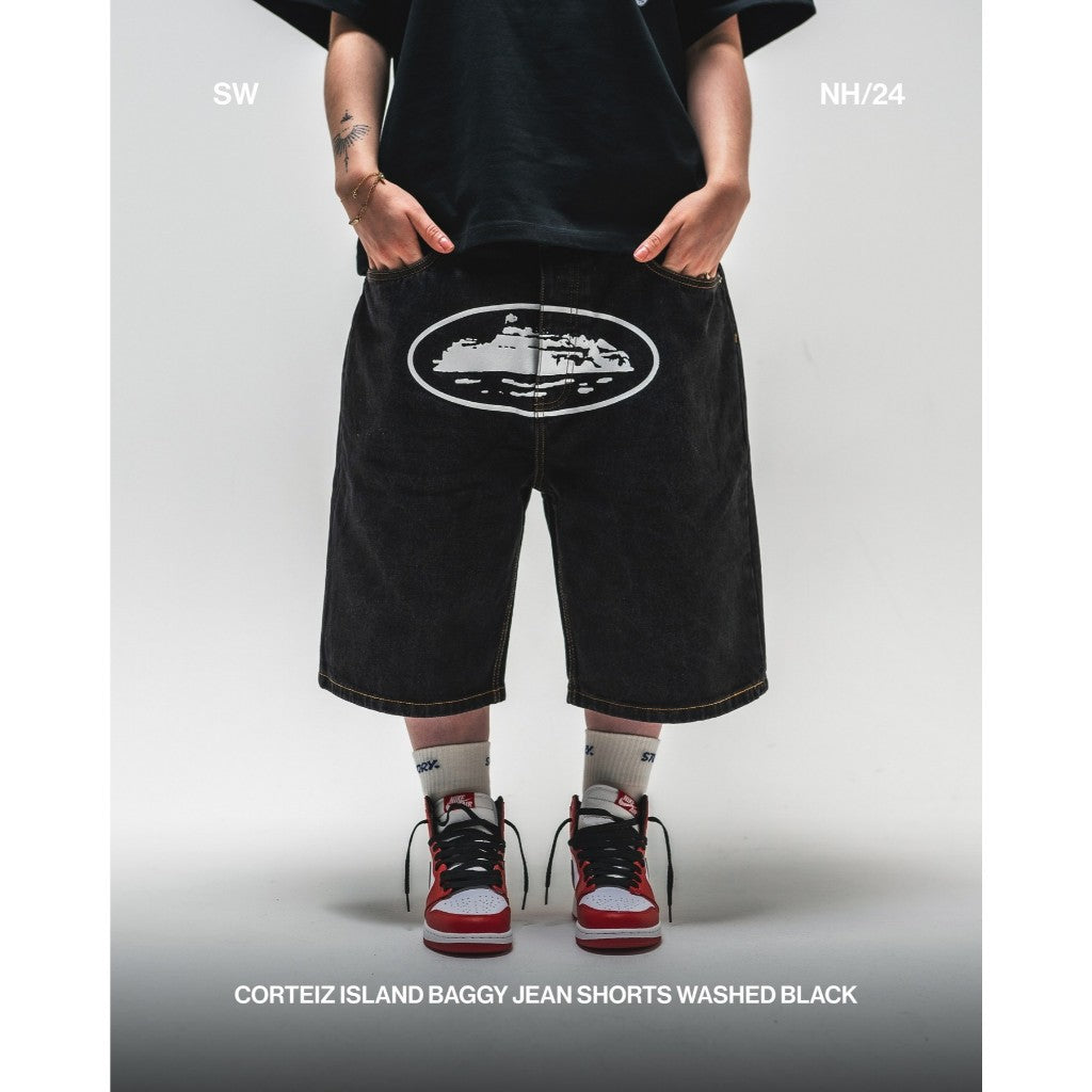 Baggy Denim Shorts - Corteiz [STONEWASH/WASHED BLACK]