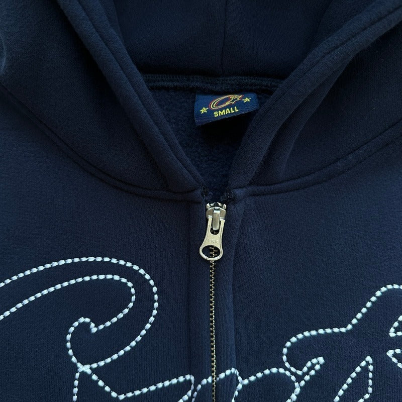 Thick Stitch Allstarz Zip Hoodie/ Sweatpants/ Set - Corteiz [NAVY]