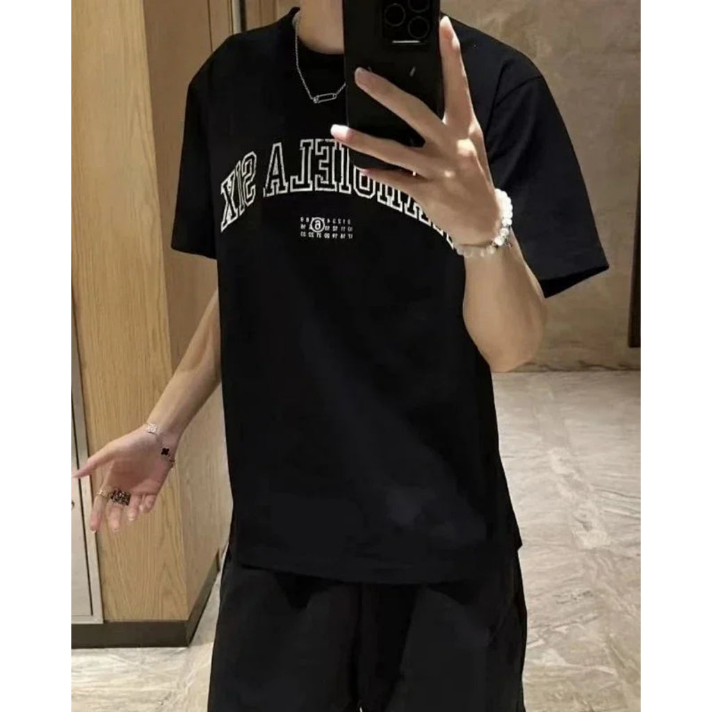 MM6 Logo Varsity Tee - [BLACK/WHITE]