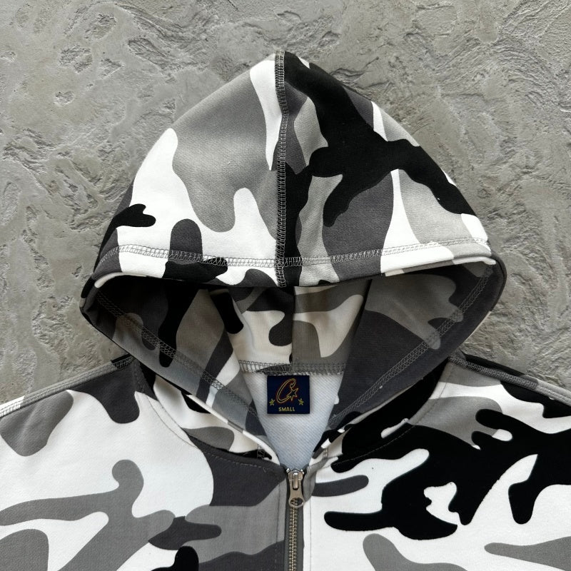 Island Puff Print Zip Hoodie [Arctic Camo] - CRTZ.RTW