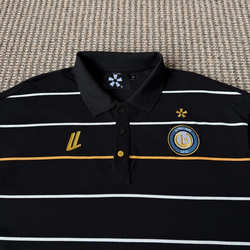 Ultralight London - Long Sleeve Stripe Polo Shirt [Black]