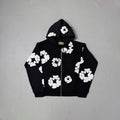 Black Cotton-Wreath Zipper Hoodie - DNM.TRS