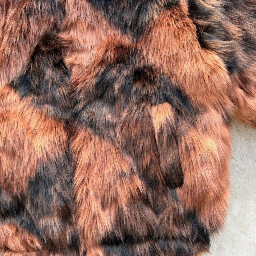 Diamond Hooded Fur Jacket - Brown - Corteiz