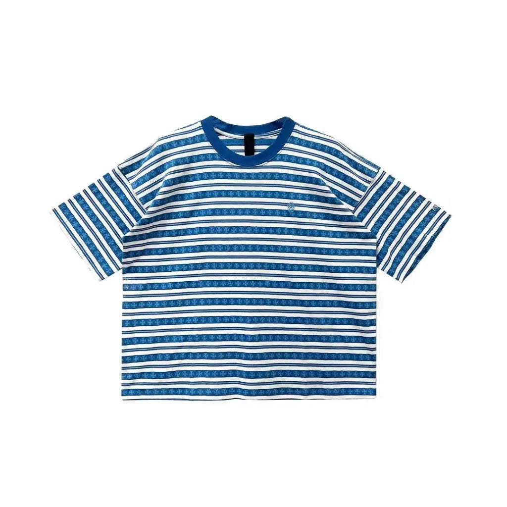 Chomper Stripe Tee Shirt - Chrome Hearts Matty Boy - Black / Blue