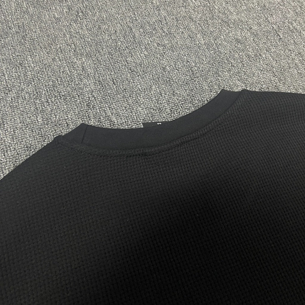 SYNAWORLD LS WAFFLE TEE - BLACK