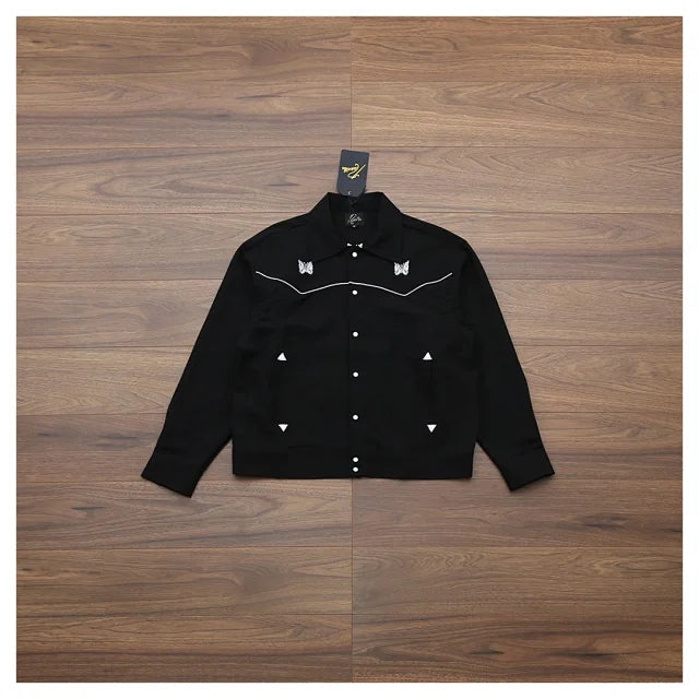 Needles Logo-Embroidered Piped Twill Overshirt/ Cowboy Jacket