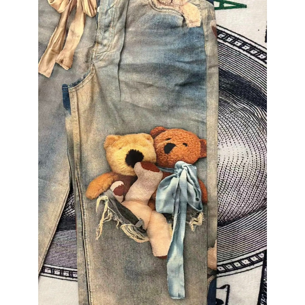 ACN STD 'Teddy Bear' 1981 Denim Pants [26SS - 3D Trompe L'oeil]