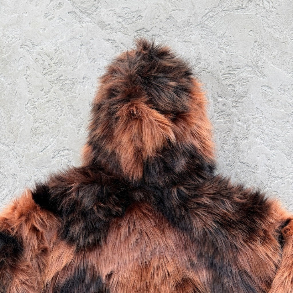 Diamond Hooded Fur Jacket - Brown - Corteiz