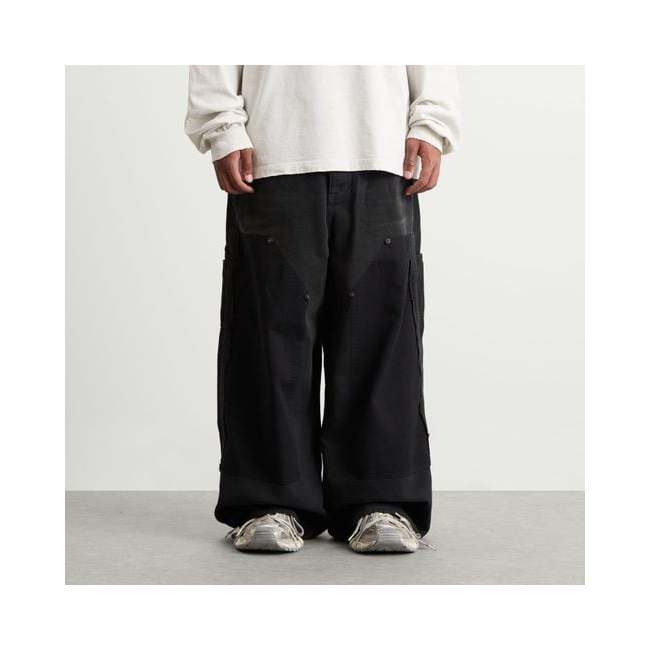 Black Grunge Ripped Off Baggy Pants - BLC