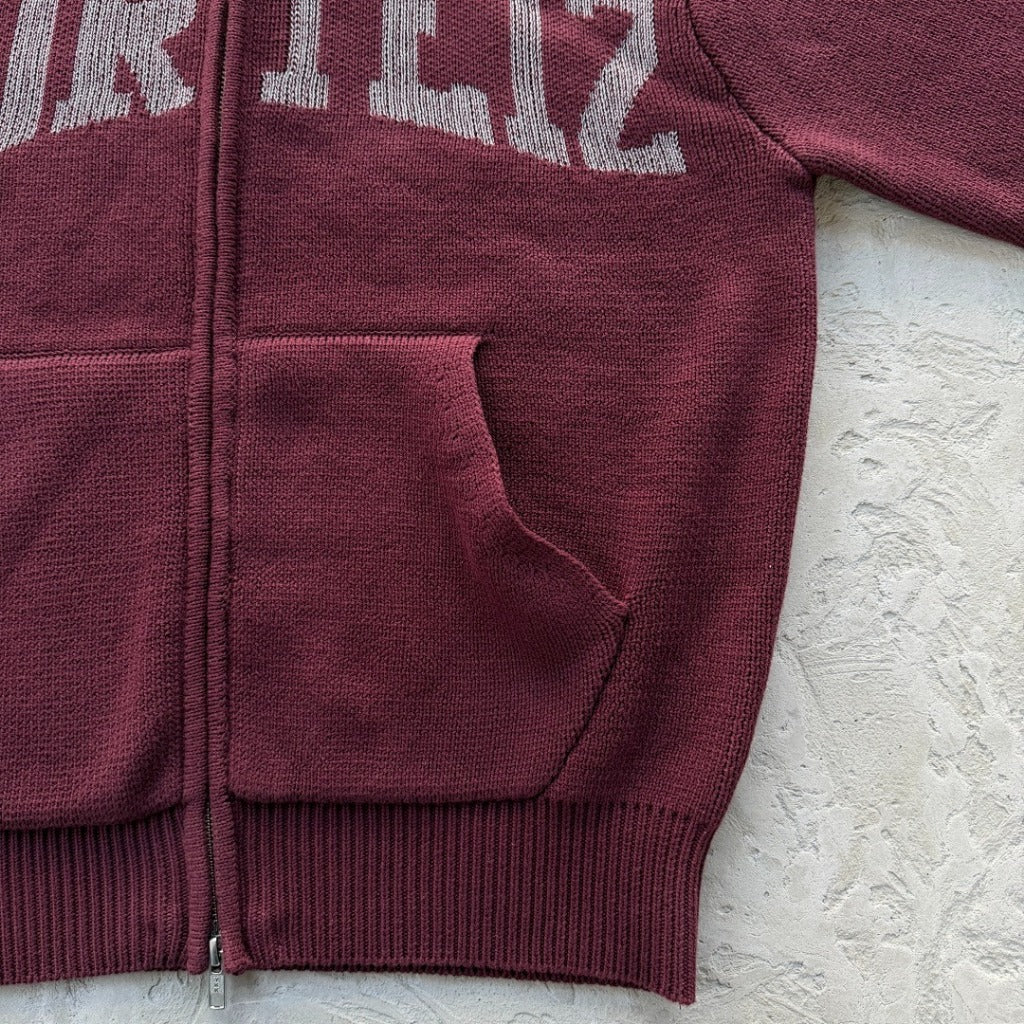 3M College Knit Zip Hoodie - green / wine red - Corteiz
