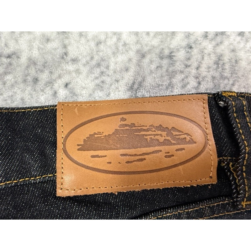 Crest chainstitch Denim Shorts Washed Black - CRTZ.XYZ