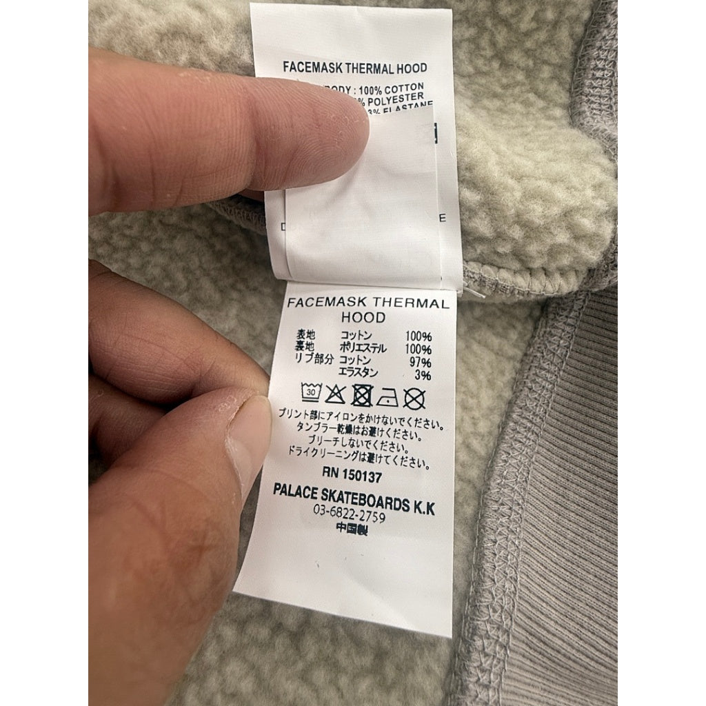 Palace Facemask Shearling Thermal Zip Up Hoodie 'Grey'