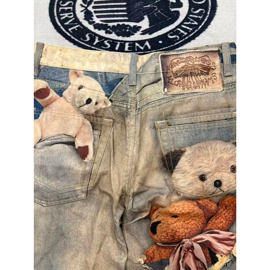 ACN STD 'Teddy Bear' 1981 Denim Pants [26SS - 3D Trompe L'oeil]