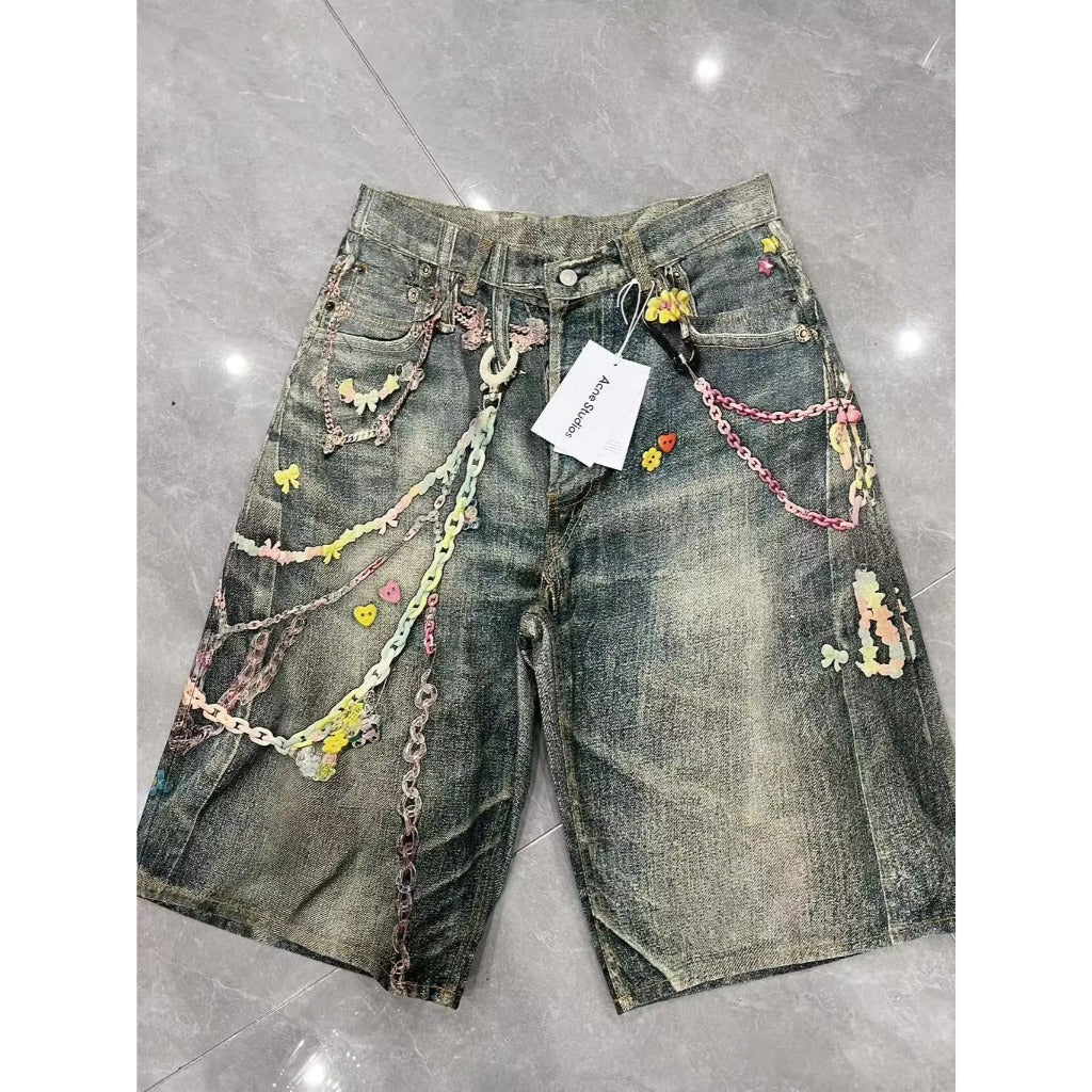 Acne Studios 'Digital Candy Keychain' Denim Jorts