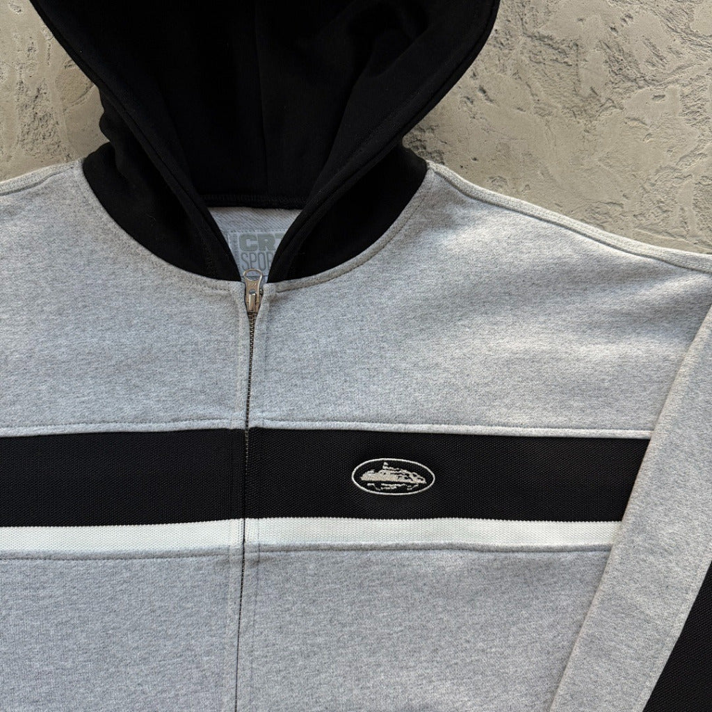 Ribbed Sporteiz Zip Hoodie Heather Grey - Corteiz