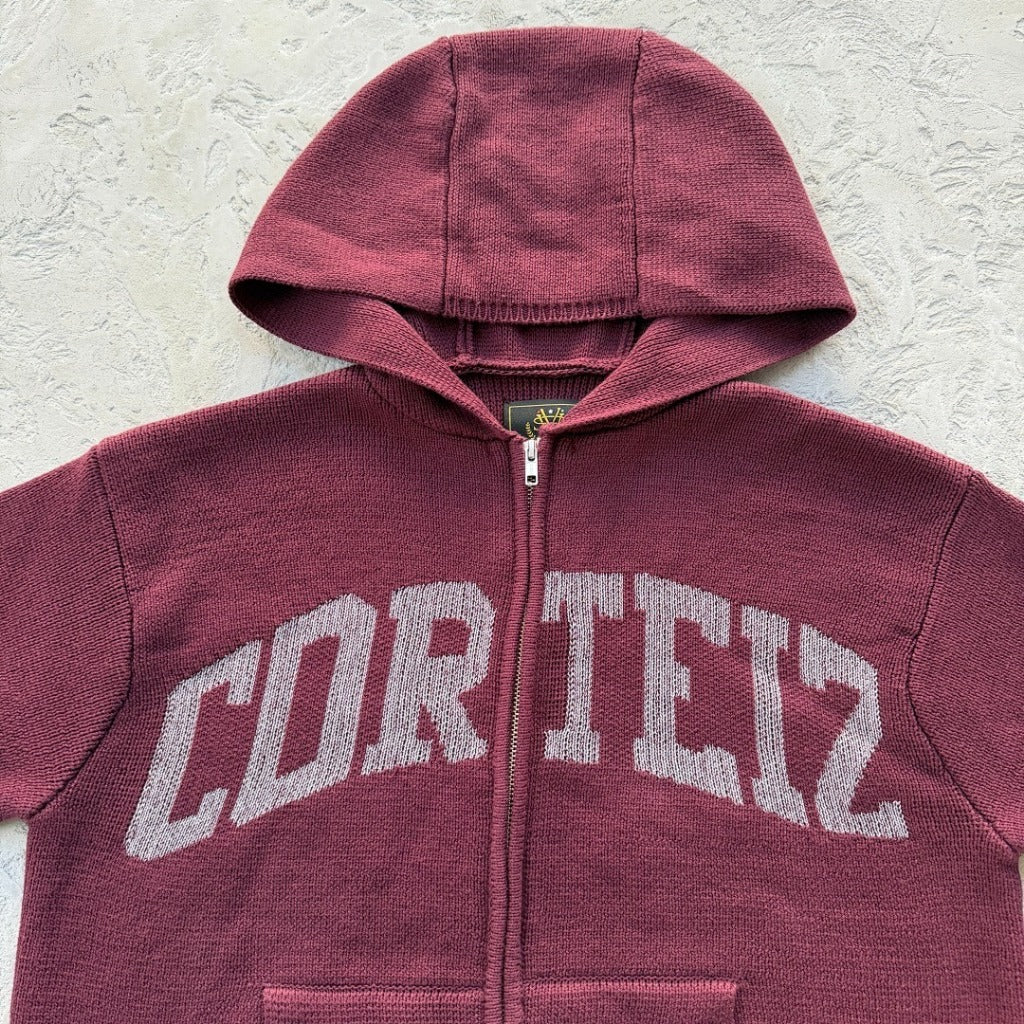 3M College Knit Zip Hoodie - green / wine red - Corteiz