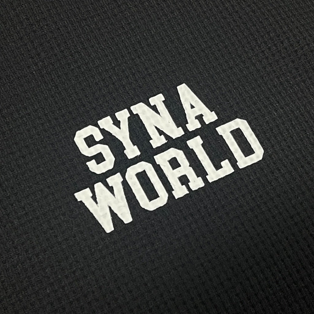 SYNAWORLD LS WAFFLE TEE - BLACK