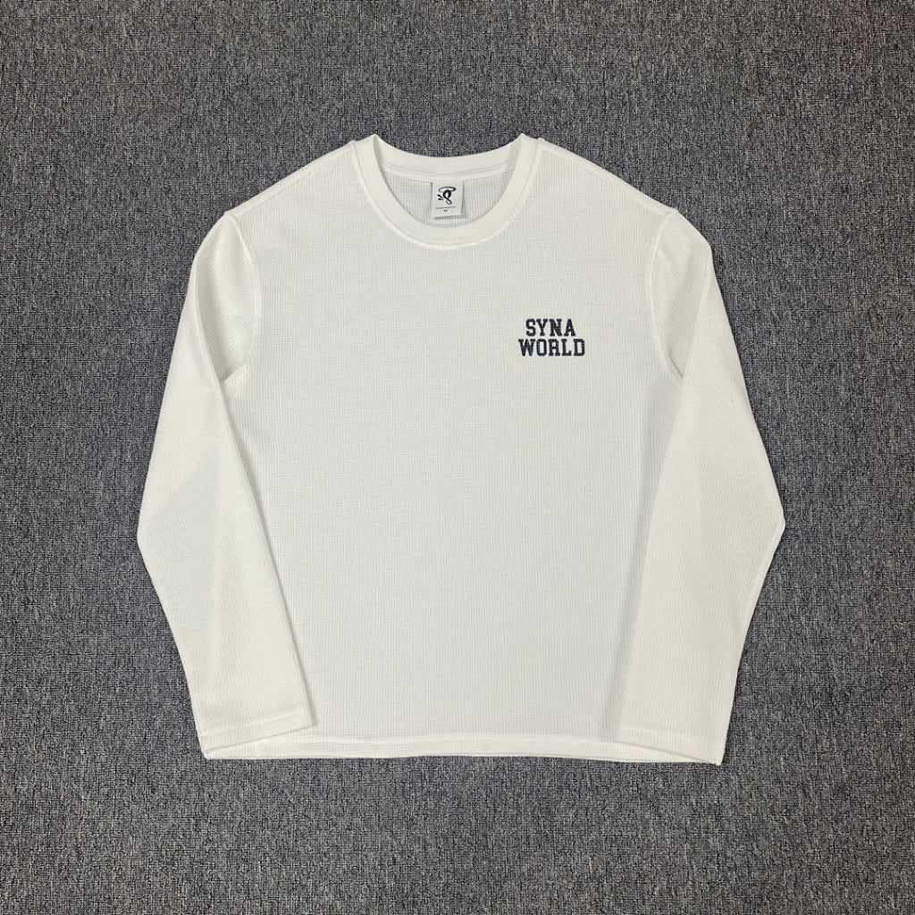 SYNAWORLD LS WAFFLE TEE - OFF WHITE