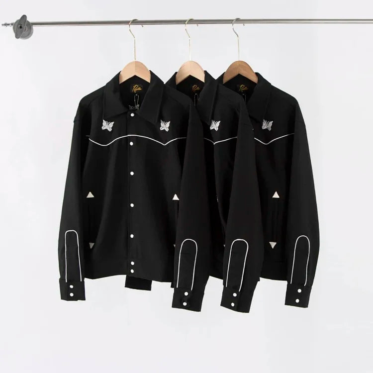 Needles Logo-Embroidered Piped Twill Overshirt/ Cowboy Jacket