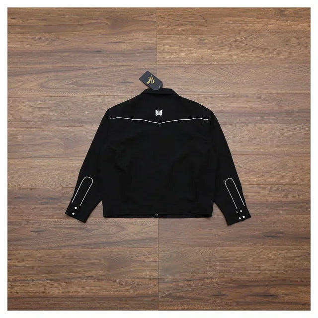 Needles Logo-Embroidered Piped Twill Overshirt/ Cowboy Jacket