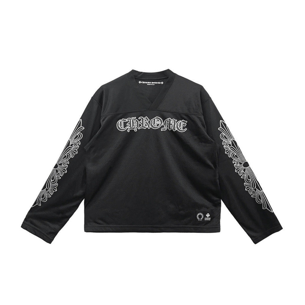 Mesh Ice Hockey LS Jersey & Pants - Black/White Text - CHRM HRTS