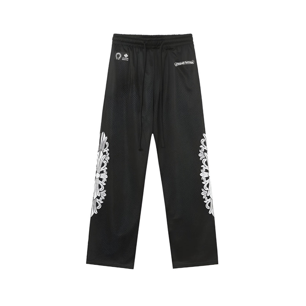 Mesh Ice Hockey LS Jersey & Pants - Black/White Text - CHRM HRTS