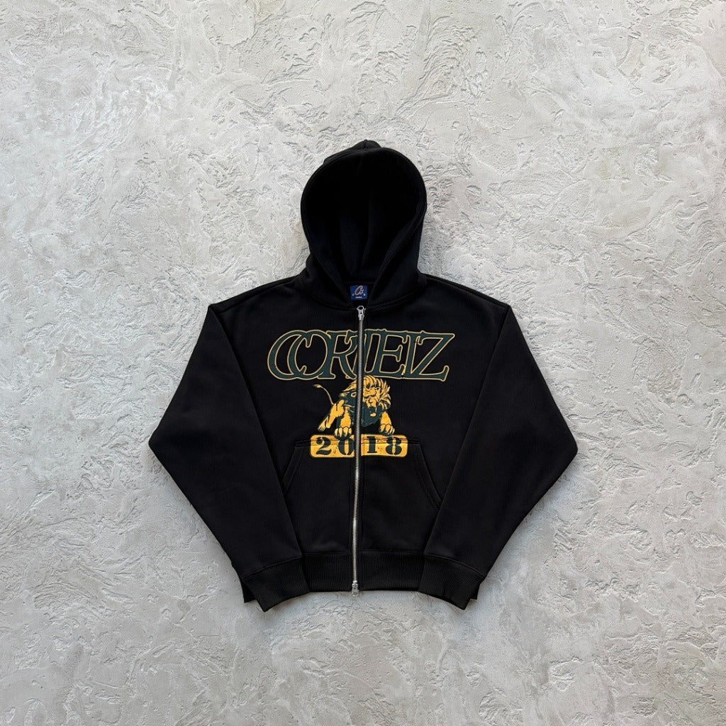 Lion Varsity Zip Hoodie / Pants / Set 'Black - Corteiz