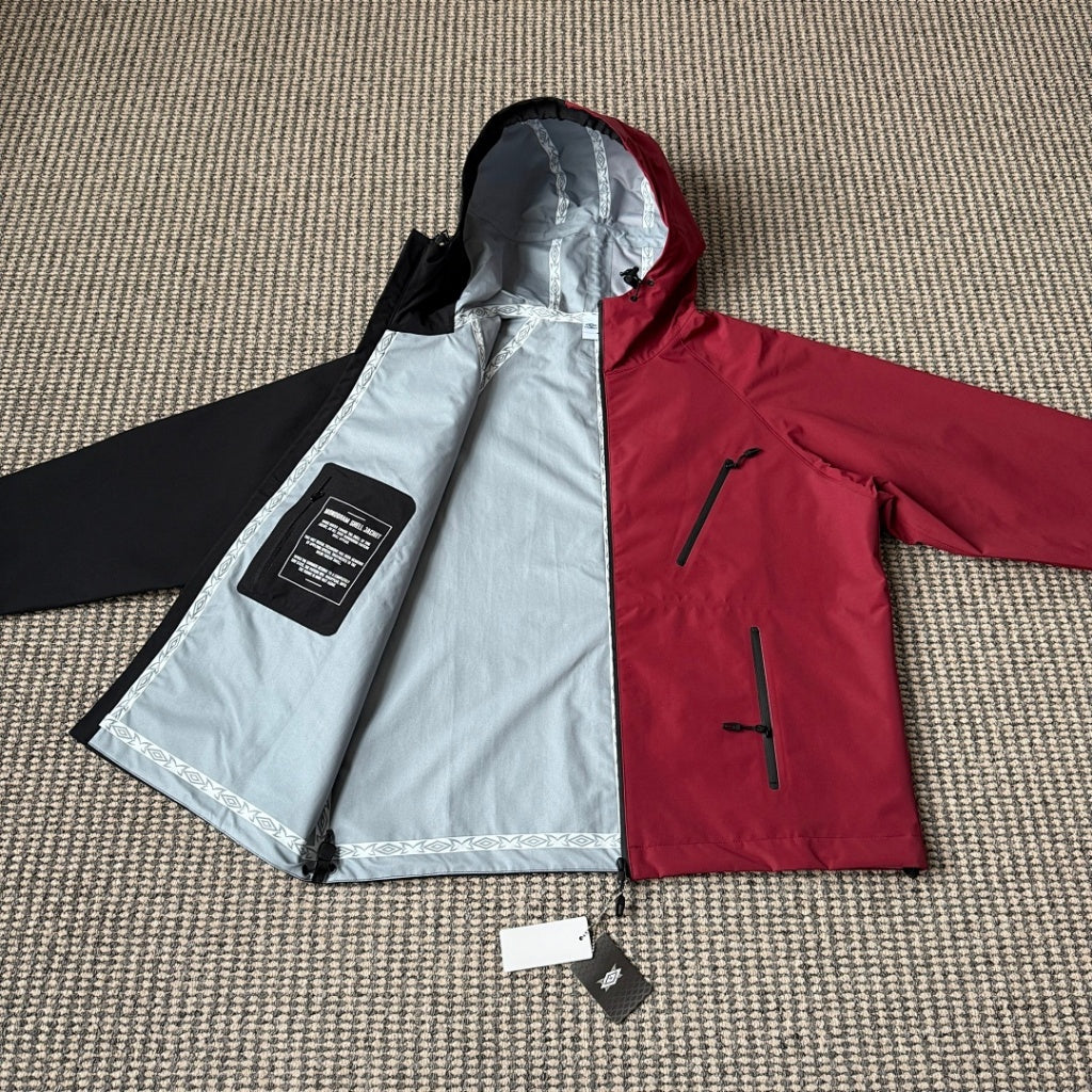 MERTRA x Umbro Water Reactive Shell Jacket - BLACK & RED/ WHITE & GREY