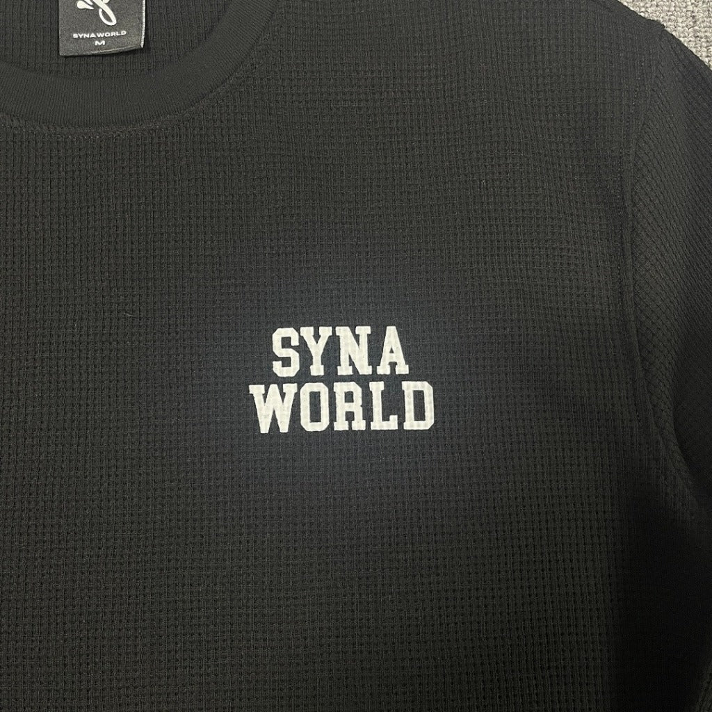 SYNAWORLD LS WAFFLE TEE - BLACK