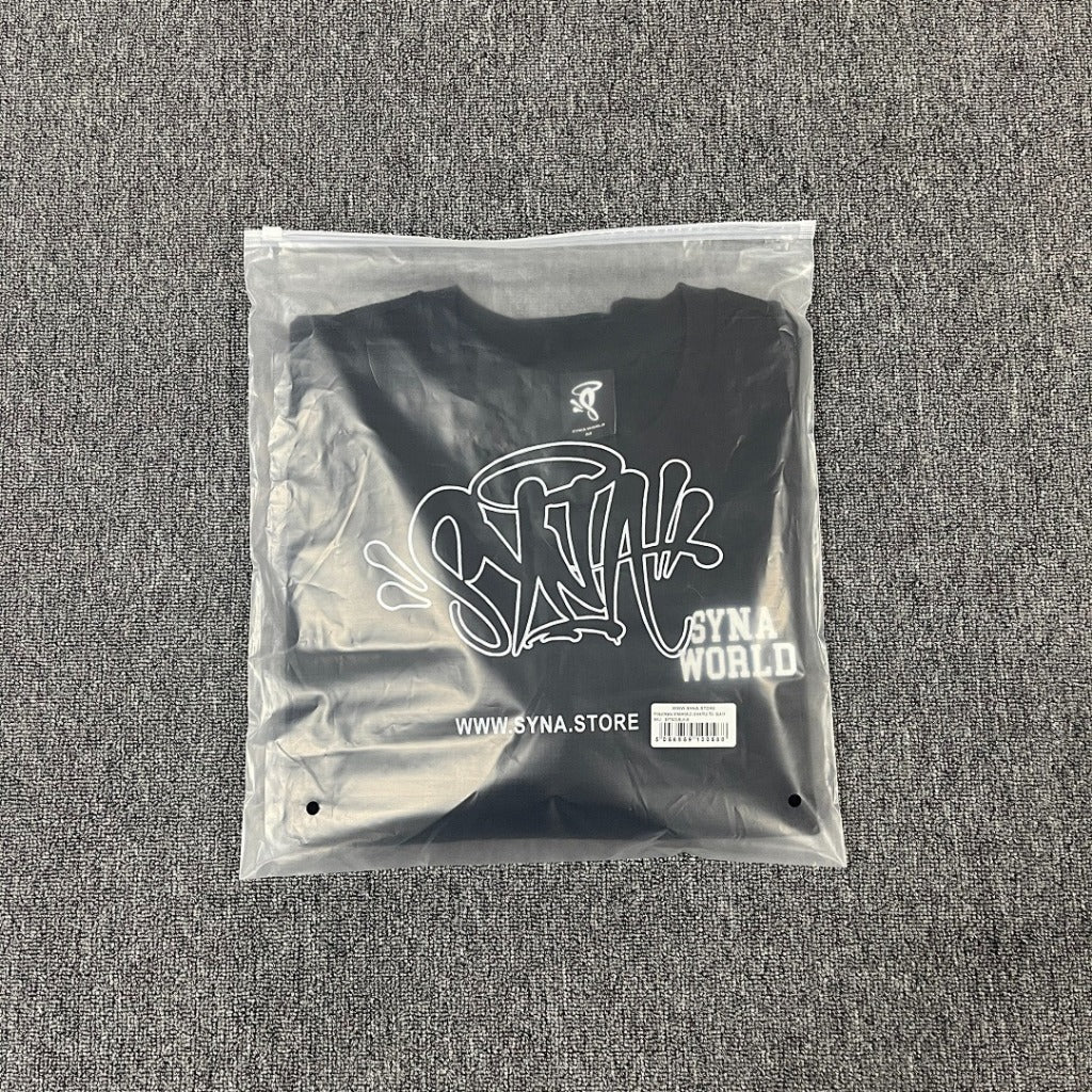 SYNAWORLD LS WAFFLE TEE - BLACK