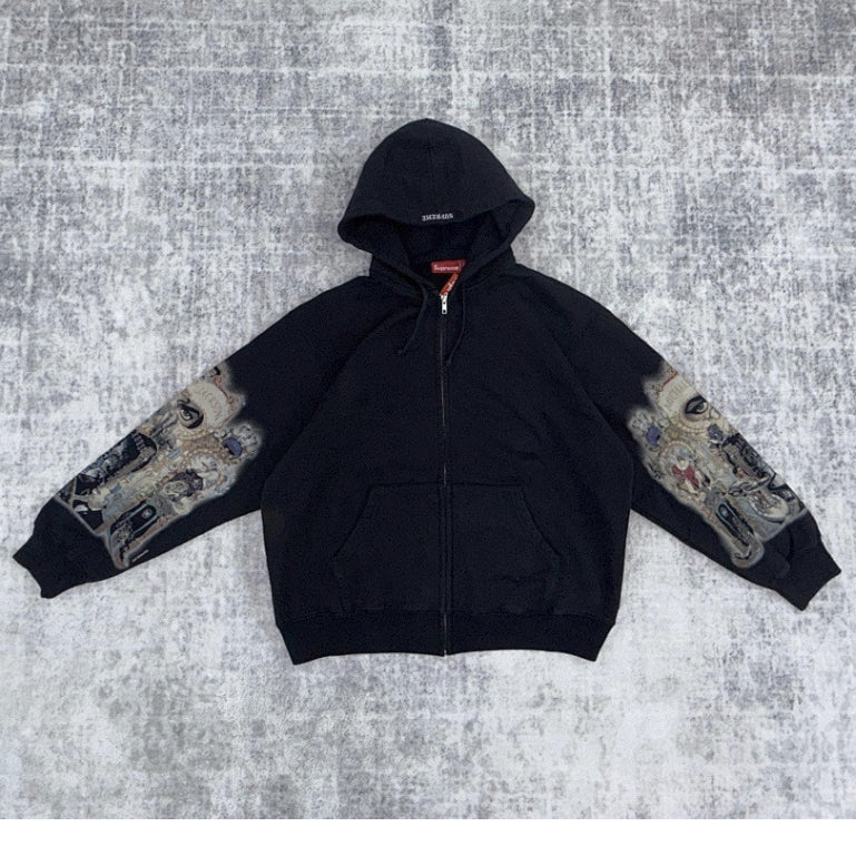 Michael Jackson® Dangerous Zip Up Hooded Sweatshirt - Black - Supreme