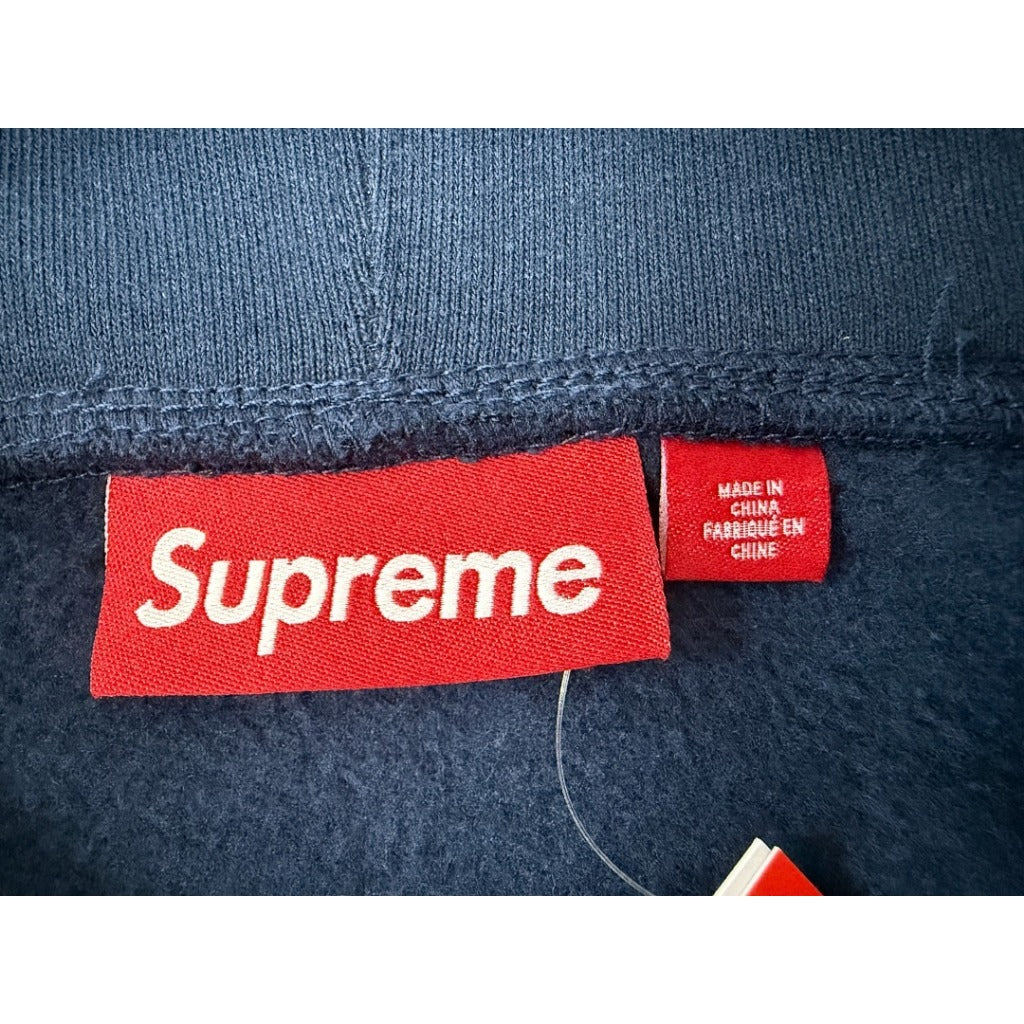 Supreme Big Logo Zip Up Hoodie Sweatshirt 'Navy'