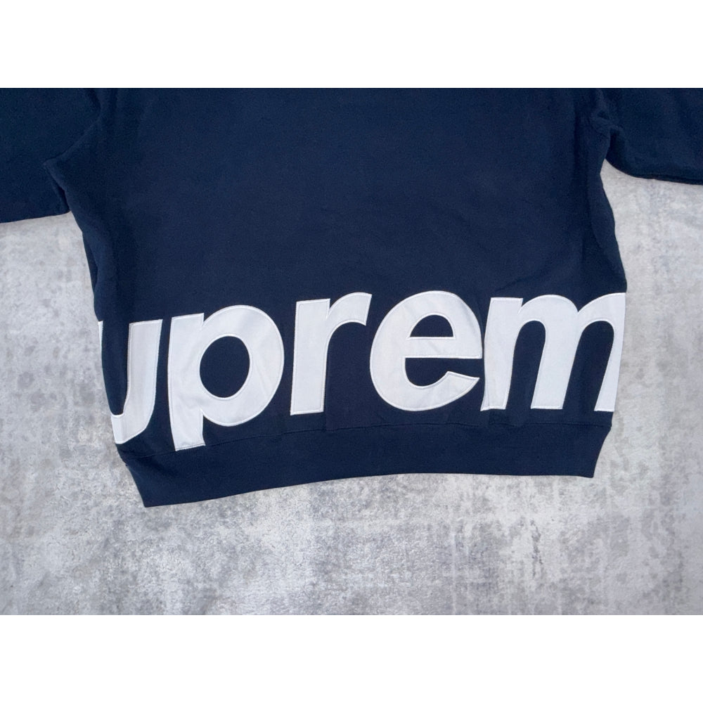Supreme Big Logo Zip Up Hoodie Sweatshirt 'Navy'