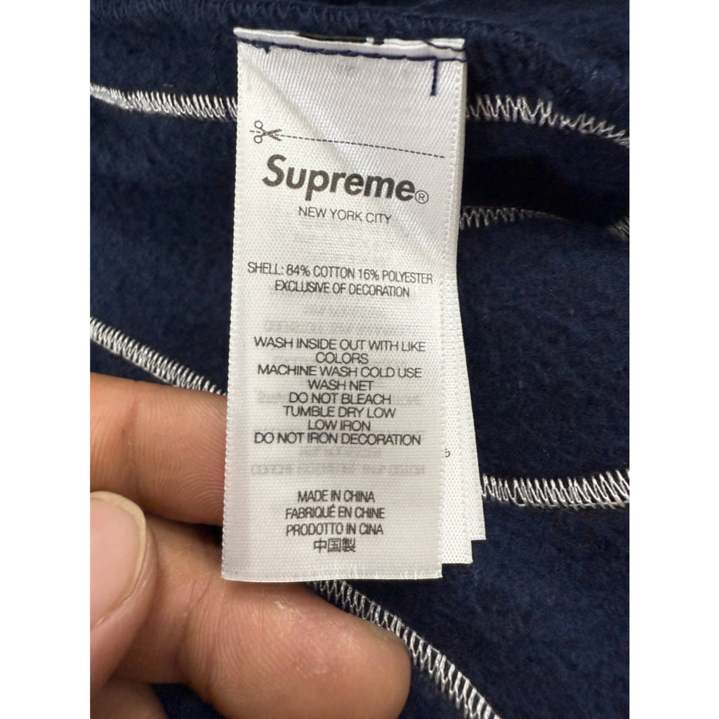 Supreme Big Logo Zip Up Hoodie Sweatshirt 'Navy'