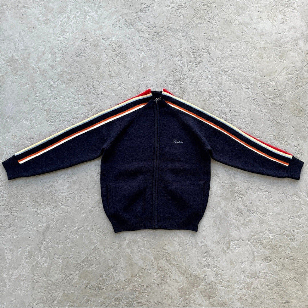 Multi Stripe Knit Zip Up Top Navy - FW25 - Corteiz