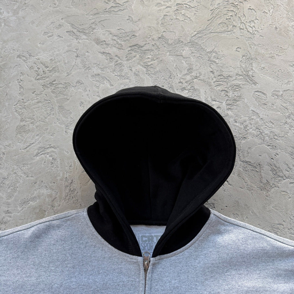Ribbed Sporteiz Zip Hoodie Heather Grey - Corteiz