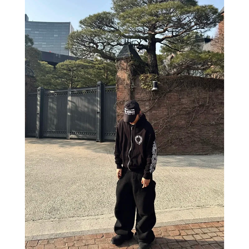 Chrome Hearts Horseshoe Floral Cross Sleeve Zip Up Hoodie