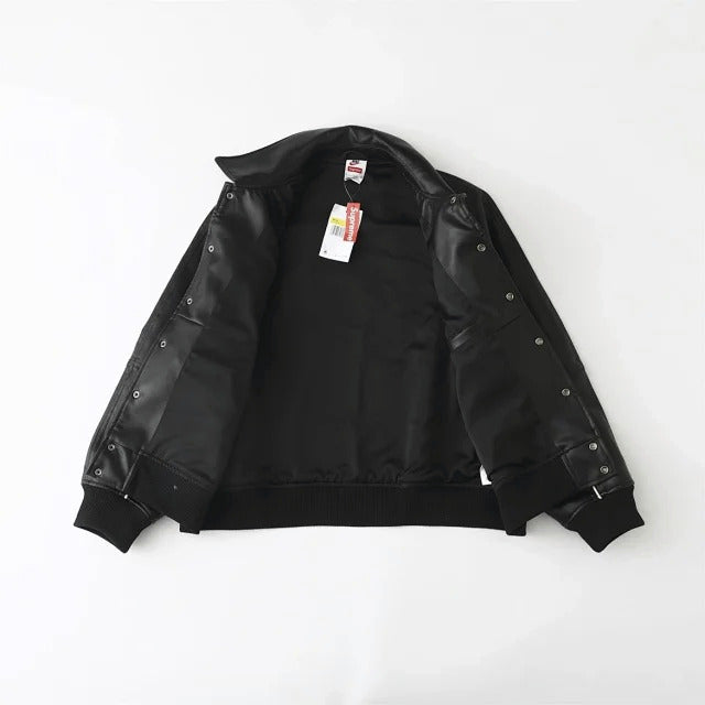Supreme x Nike Leather Varsity Jacket Black
