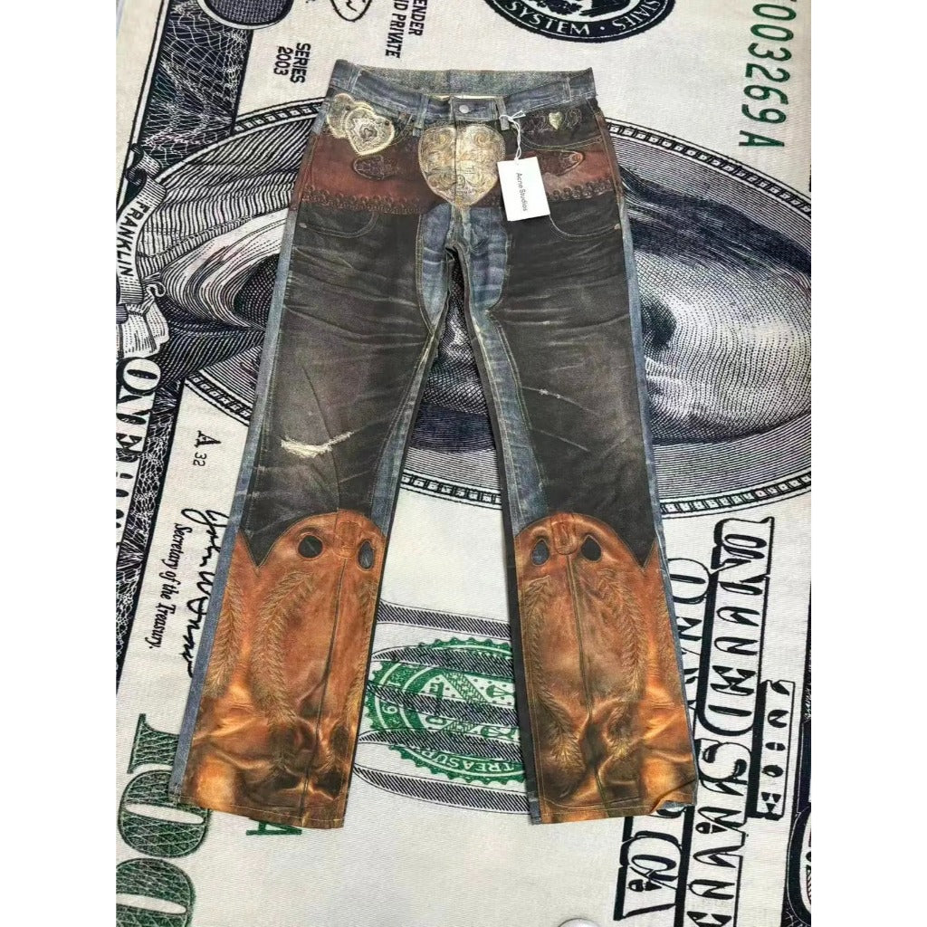 Acne Studios 2010M Heart Buckle Belt Jeans [3D Trompe L'oeil]