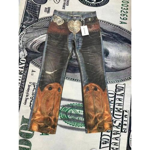 Acne Studios 2010M Heart Buckle Belt Jeans [3D Trompe L'oeil]