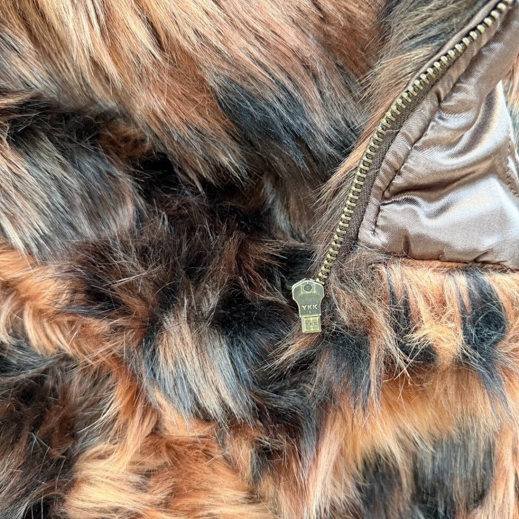 Diamond Hooded Fur Jacket - Brown - Corteiz