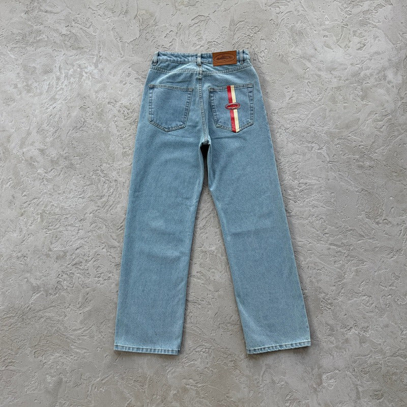 Dual Stripe Baggy Jeans - Stone Wash - Corteiz