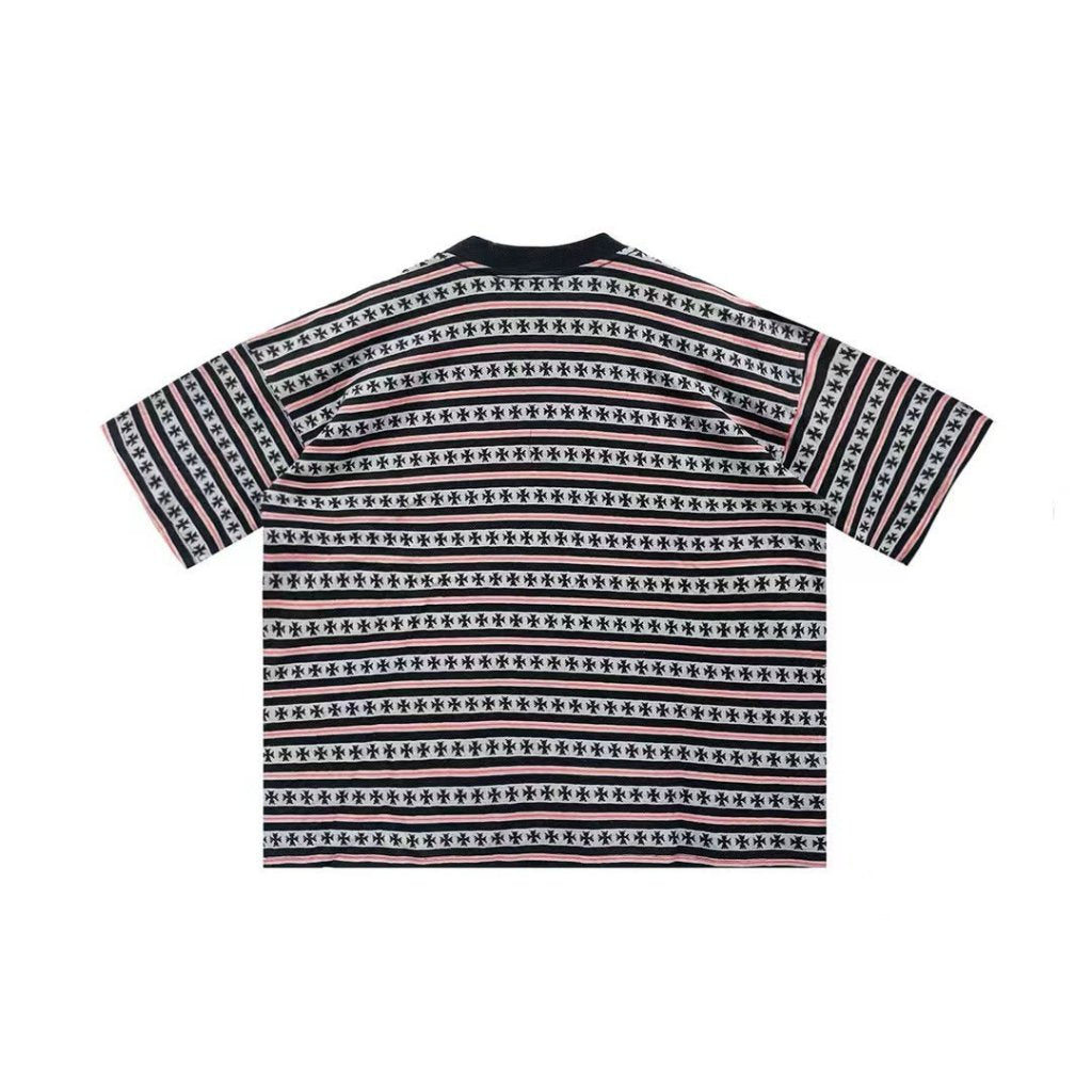 Chomper Stripe Tee Shirt - Chrome Hearts Matty Boy - Black / Blue